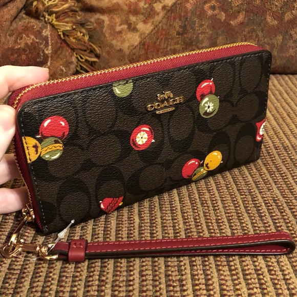 NWT-Coach-Large Zip Around Wallet-Signature Canvas-Ornament Print-Retired-$268 - Picture 3 of 10